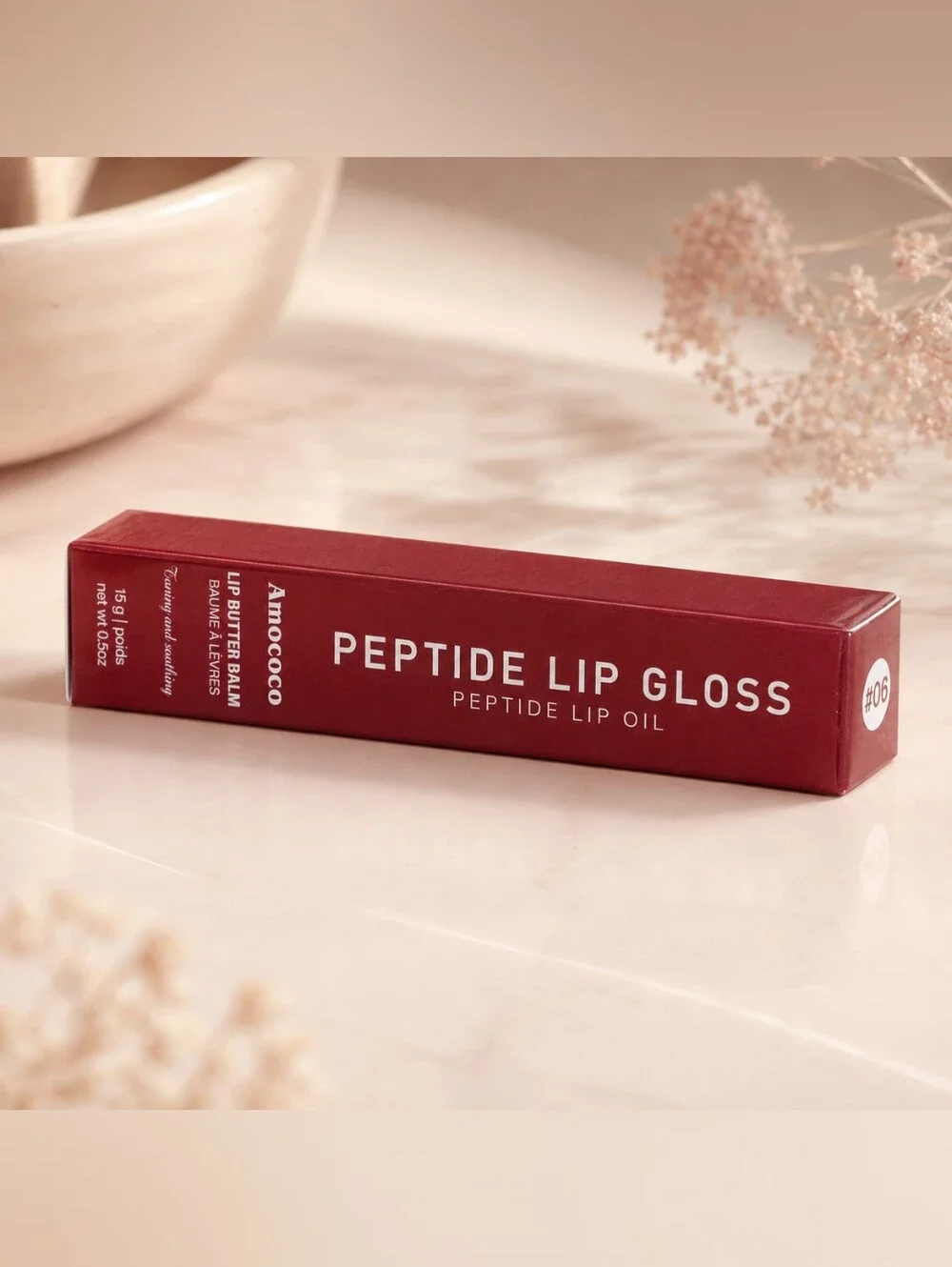 Amococo Peptide Lip Gloss Lip Butter Balm #06 Cocoa Tint 15g New Sealed